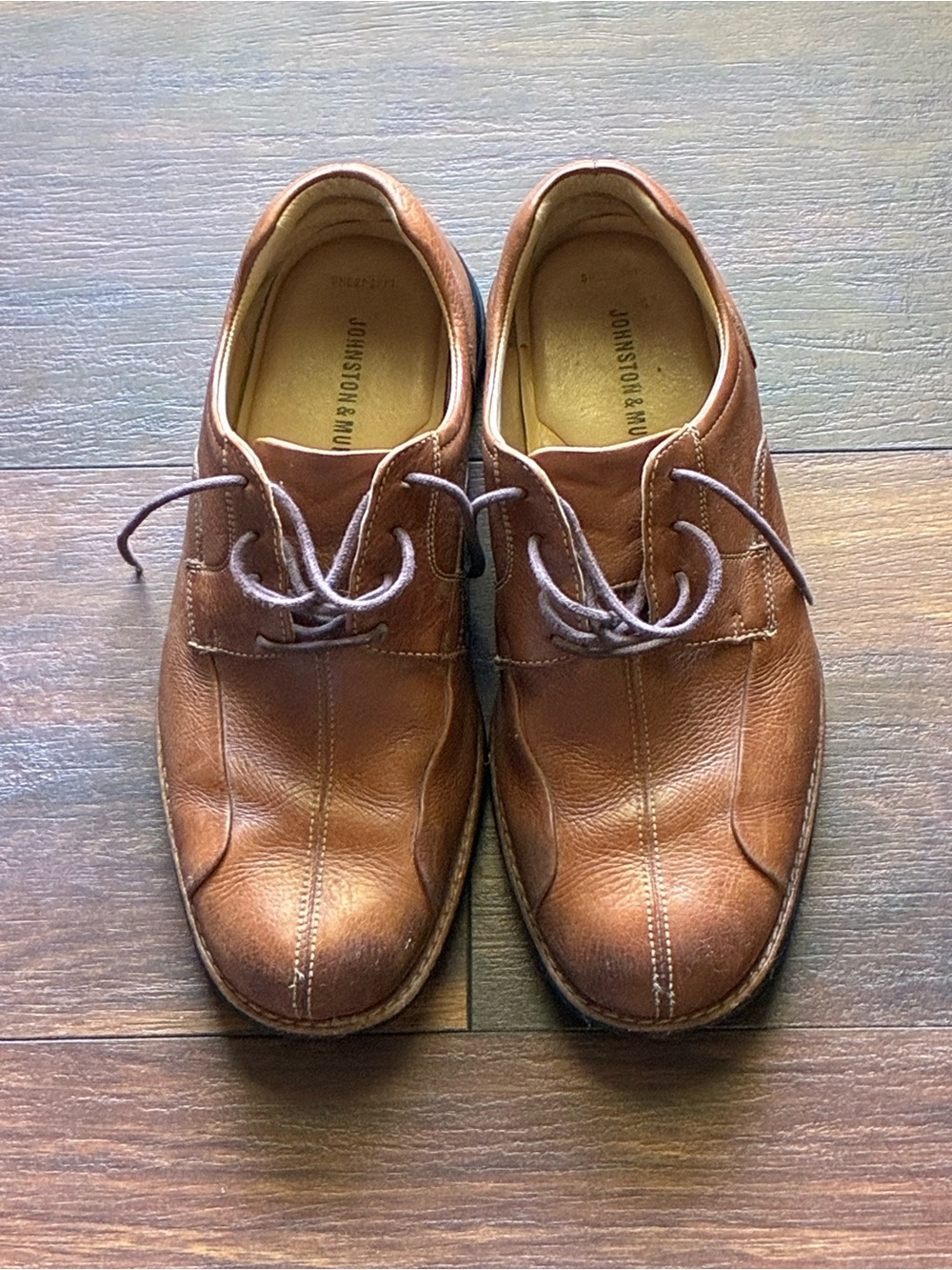 Johnston & Murphy Shoes Men’s 8 1/2 Brown Leather Plain Toe Lace Up Dress